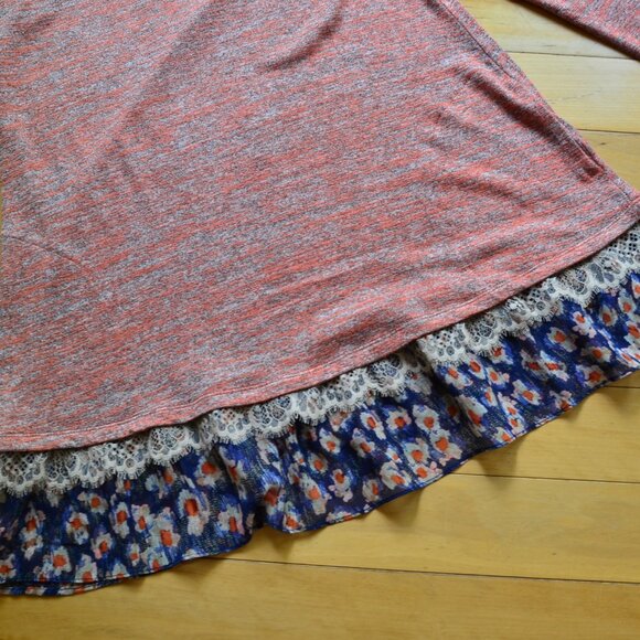 LOGO Lori Goldstein Space Dye Sweater Knit Top with Tier Red US S - Picture 5 of 12